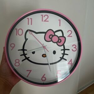 Hello Kitty Pink and White Clock with Bow Graphic